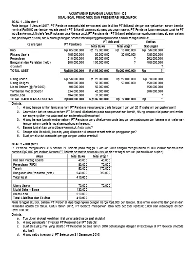 Detail Contoh Soal Akuntansi Keuangan Lanjutan 2 Dan Jawabannya Nomer 10