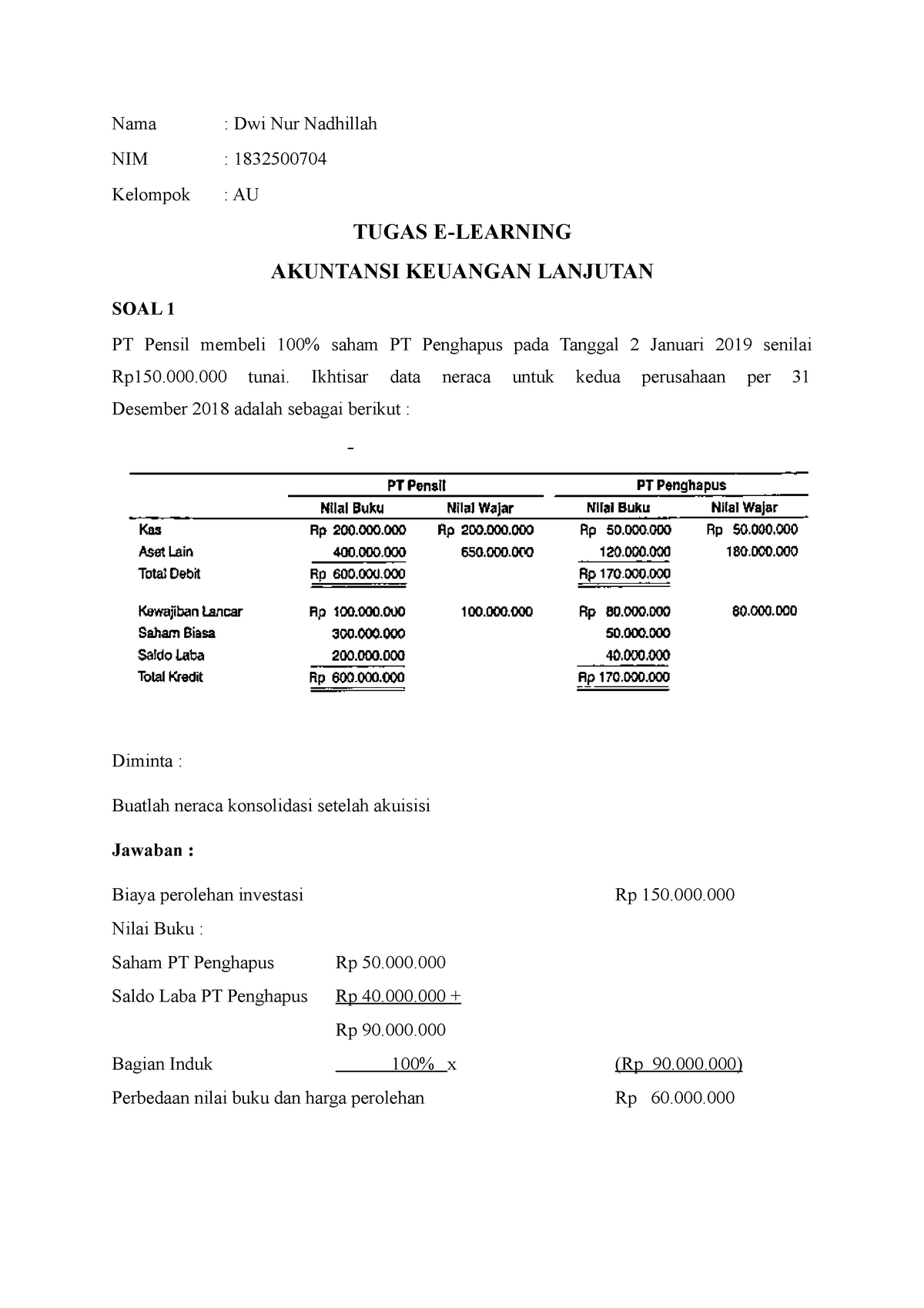 Detail Contoh Soal Akuntansi Keuangan Lanjutan 2 Dan Jawabannya Nomer 3