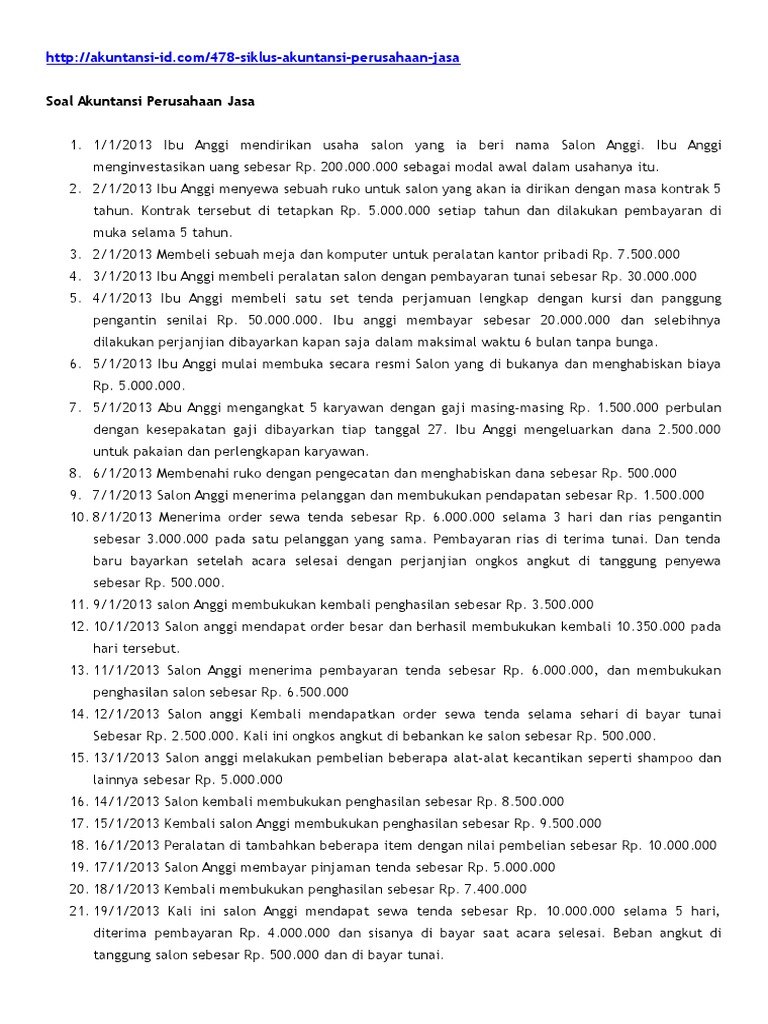 Detail Contoh Soal Akuntansi Perusahaan Jasa Jurnal Umum Sampai Laporan Keuangan Nomer 19