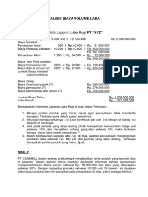 Detail Contoh Soal Analisis Biaya Volume Laba Nomer 15