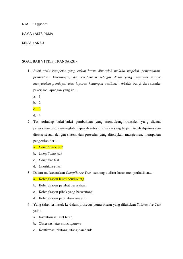 Contoh Soal Auditing Dan Jawabannya - KibrisPDR