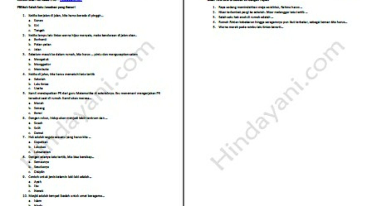 Detail Contoh Soal Bahasa Indonesia Kelas 1 Sd Nomer 31