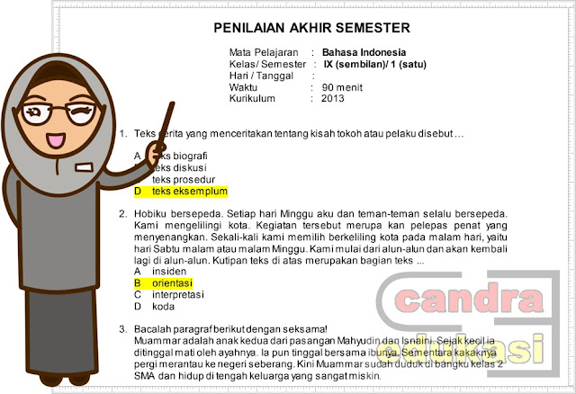 Detail Contoh Soal Bahasa Indonesia Kelas 9 Semester 1 Beserta Jawabannya Nomer 5