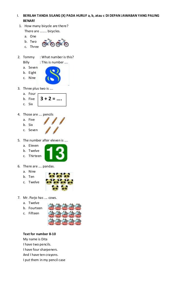 Detail Contoh Soal Bahasa Inggris Kelas 1 Nomer 6