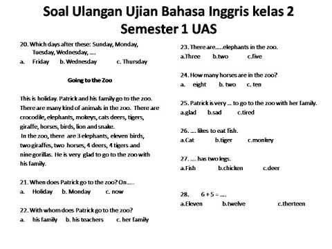 Detail Contoh Soal Bahasa Inggris Kelas 2 Sd Nomer 23