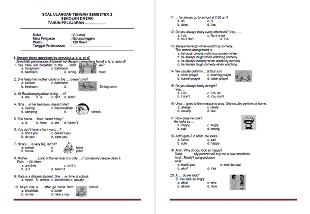 Detail Contoh Soal Bahasa Inggris Kelas 2 Sd Nomer 29