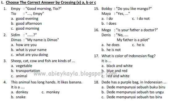 Detail Contoh Soal Bahasa Inggris Kelas 2 Sd Nomer 45