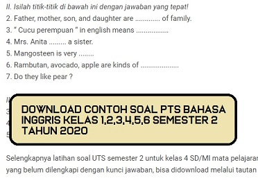 Detail Contoh Soal Bahasa Inggris Kelas 2 Sd Nomer 49