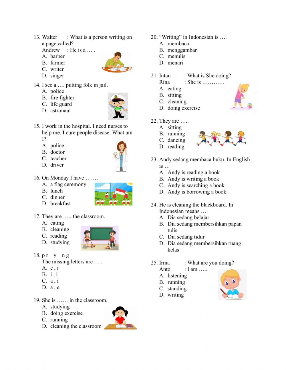 Detail Contoh Soal Bahasa Inggris Kelas 3 Sd Nomer 2