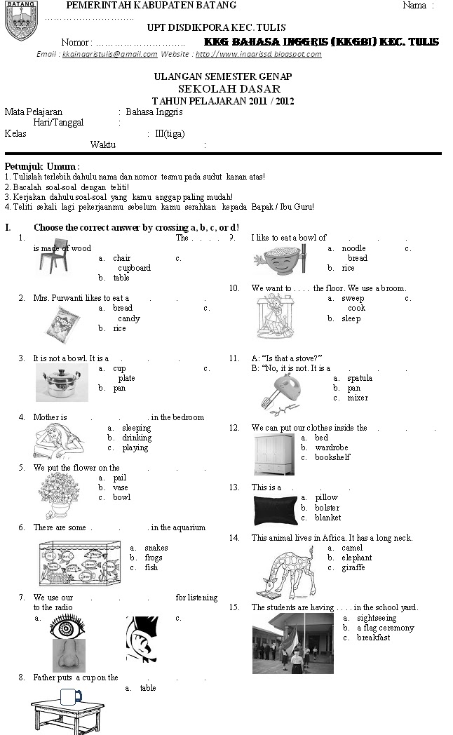 Detail Contoh Soal Bahasa Inggris Kelas 3 Sd Nomer 10