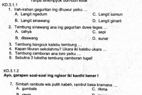 Detail Contoh Soal Bahasa Jawa Nomer 12