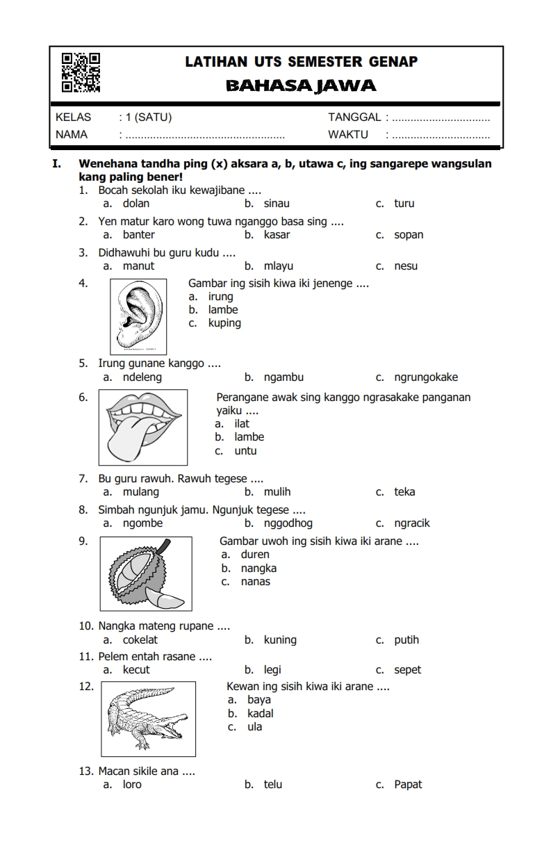 Detail Contoh Soal Bahasa Jawa Nomer 16