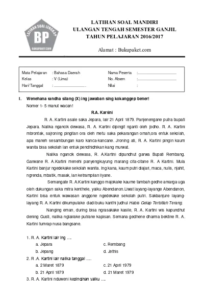 Detail Contoh Soal Bahasa Jawa Nomer 18