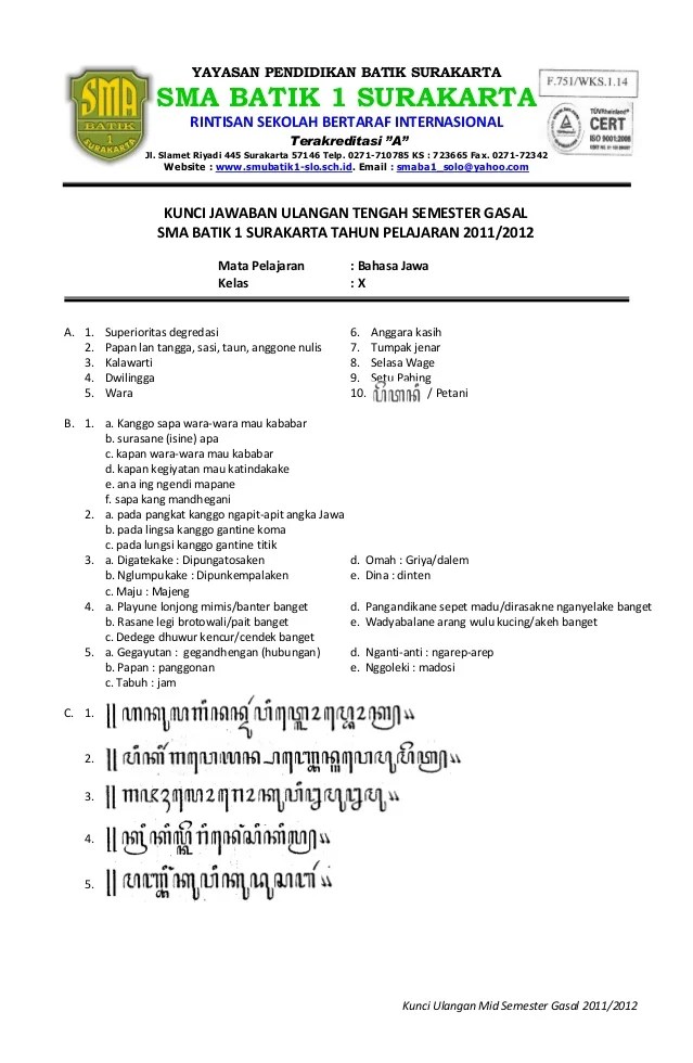Detail Contoh Soal Bahasa Jawa Nomer 50
