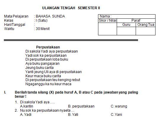 Detail Contoh Soal Bahasa Sunda Nomer 12