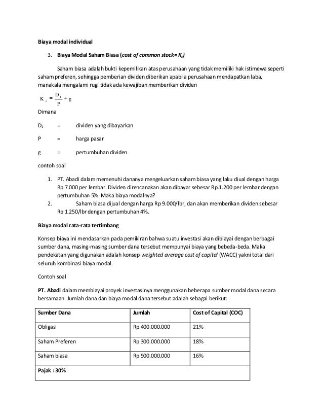 Detail Contoh Soal Biaya Modal Nomer 21