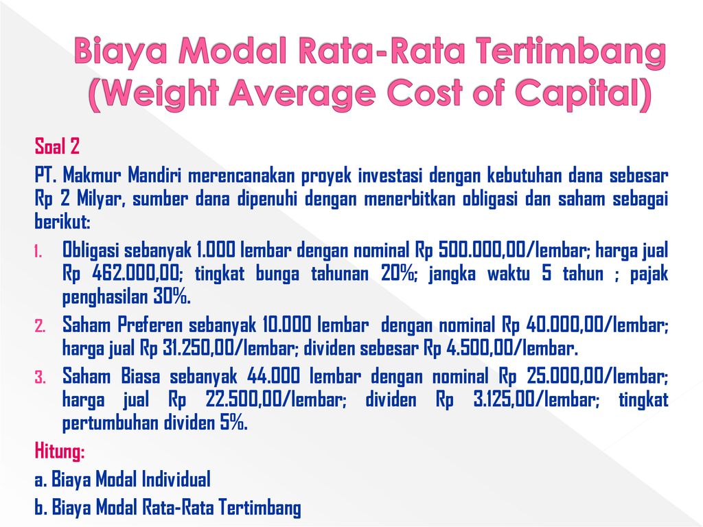 Detail Contoh Soal Biaya Modal Nomer 40