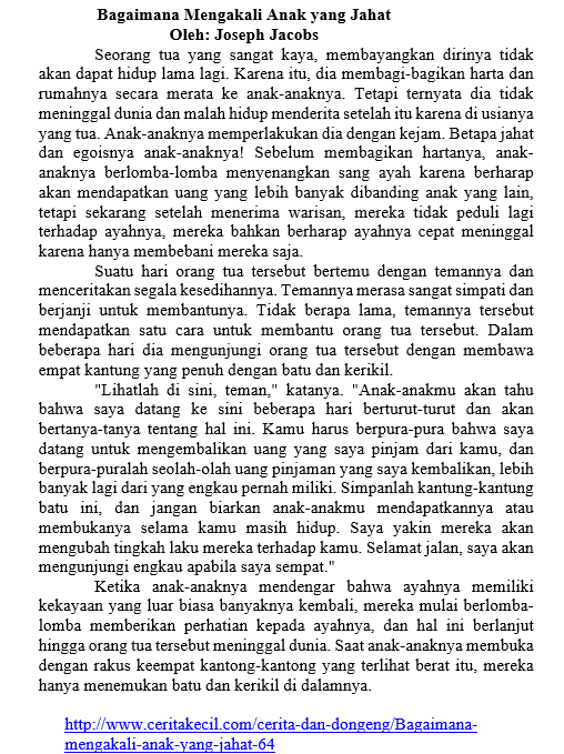 Detail Contoh Soal Cerita Bahasa Indonesia Nomer 2