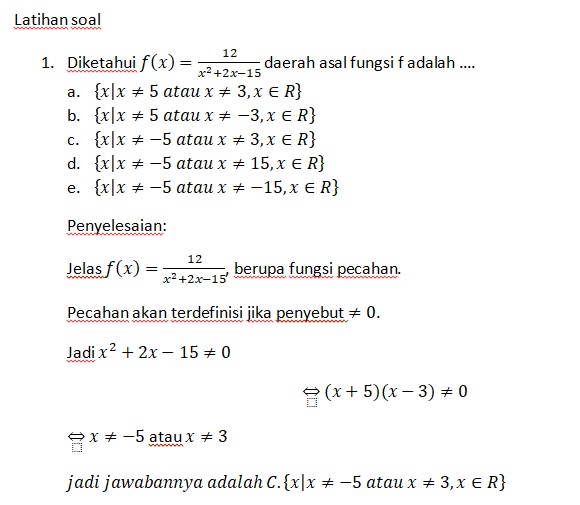 Detail Contoh Soal Daerah Asal Fungsi Nomer 48