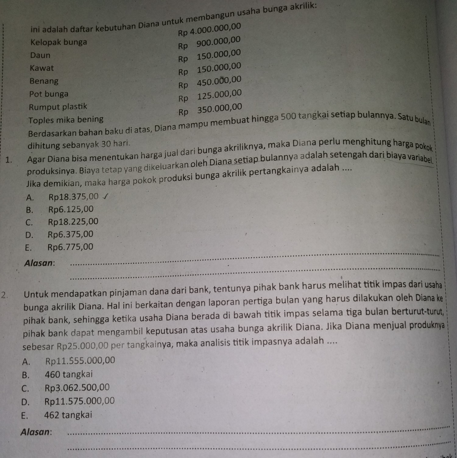 Detail Contoh Soal Dan Jawaban Bep Nomer 21