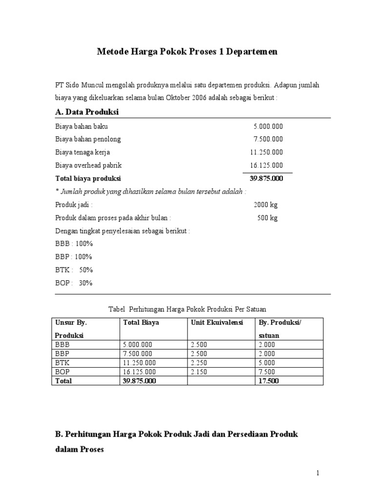 Detail Contoh Soal Dan Jawaban Harga Pokok Proses Nomer 9