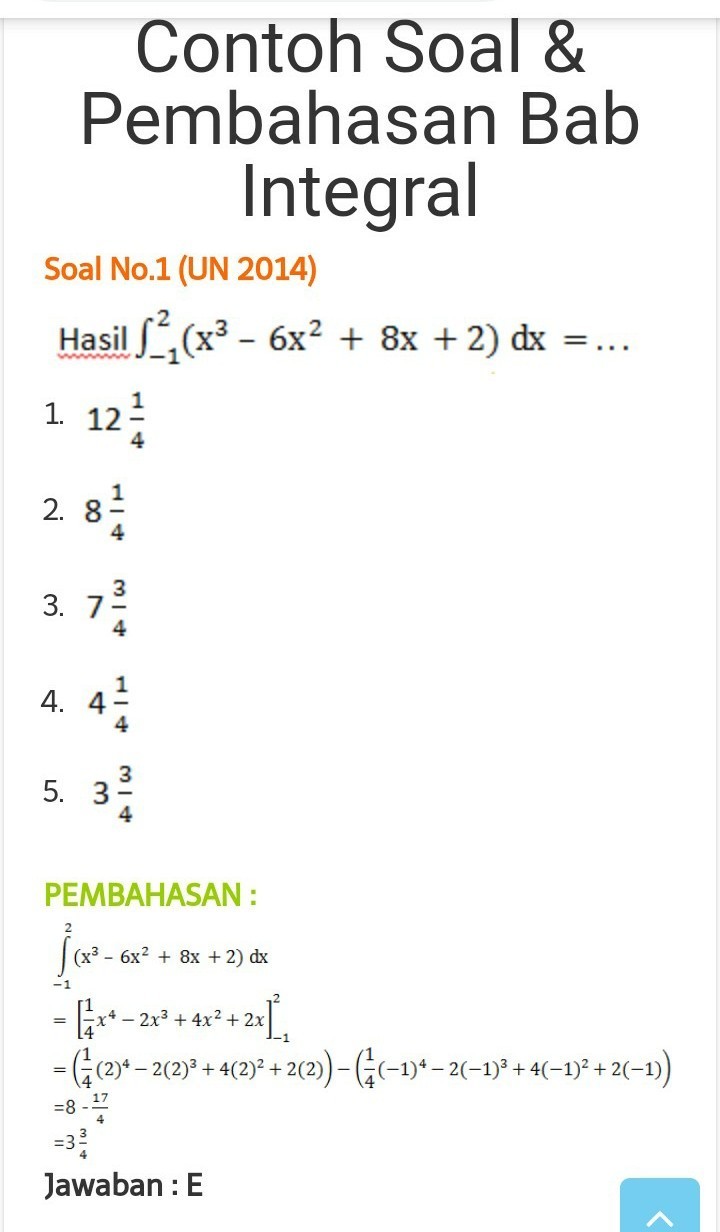 Detail Contoh Soal Dan Jawaban Integral Tentu Nomer 25