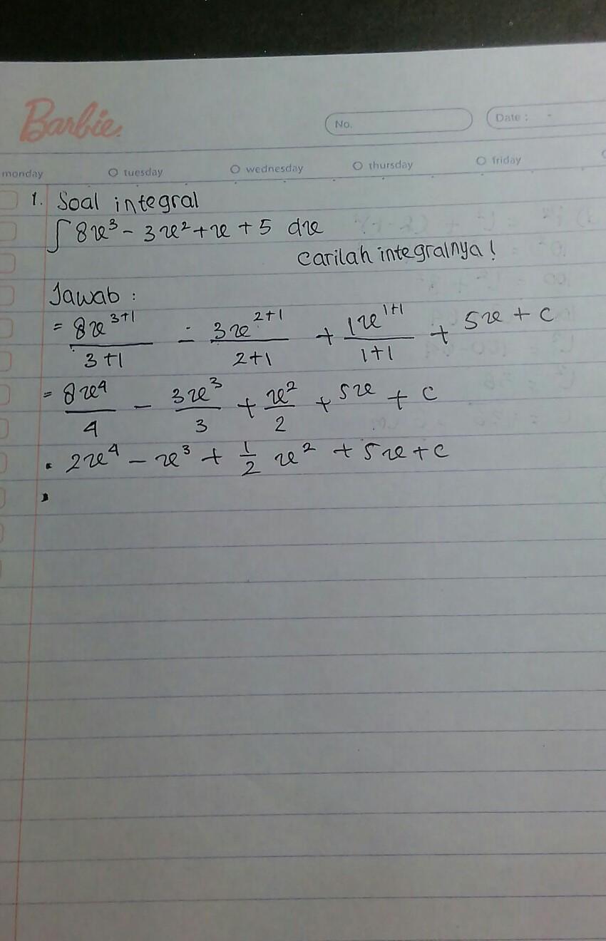 Detail Contoh Soal Dan Pembahasan Integral Tak Tentu Nomer 44