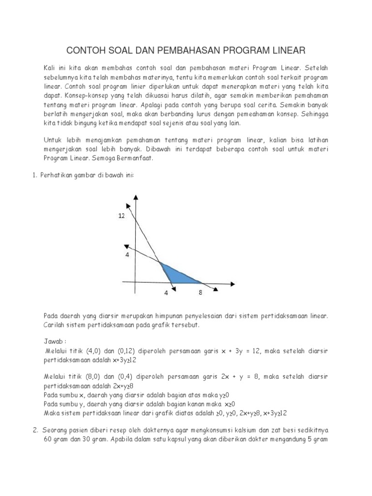 Detail Contoh Soal Dan Pembahasan Program Linear Nomer 8