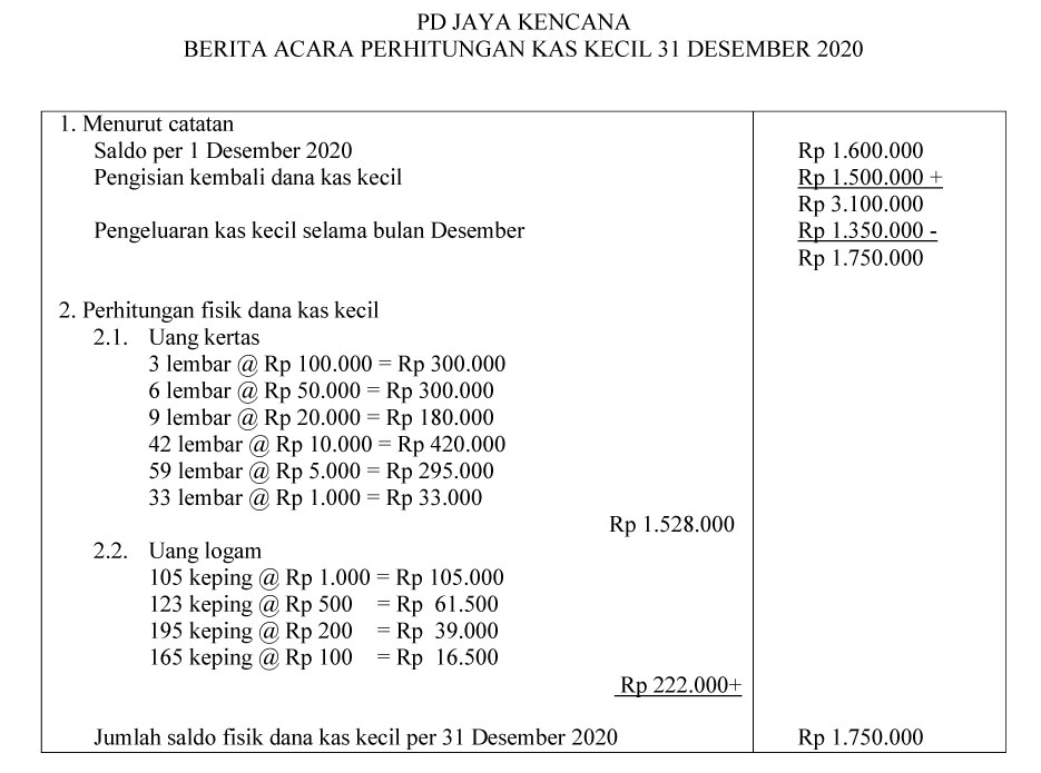 Detail Contoh Soal Dana Kas Kecil Dan Jawabannya Nomer 11