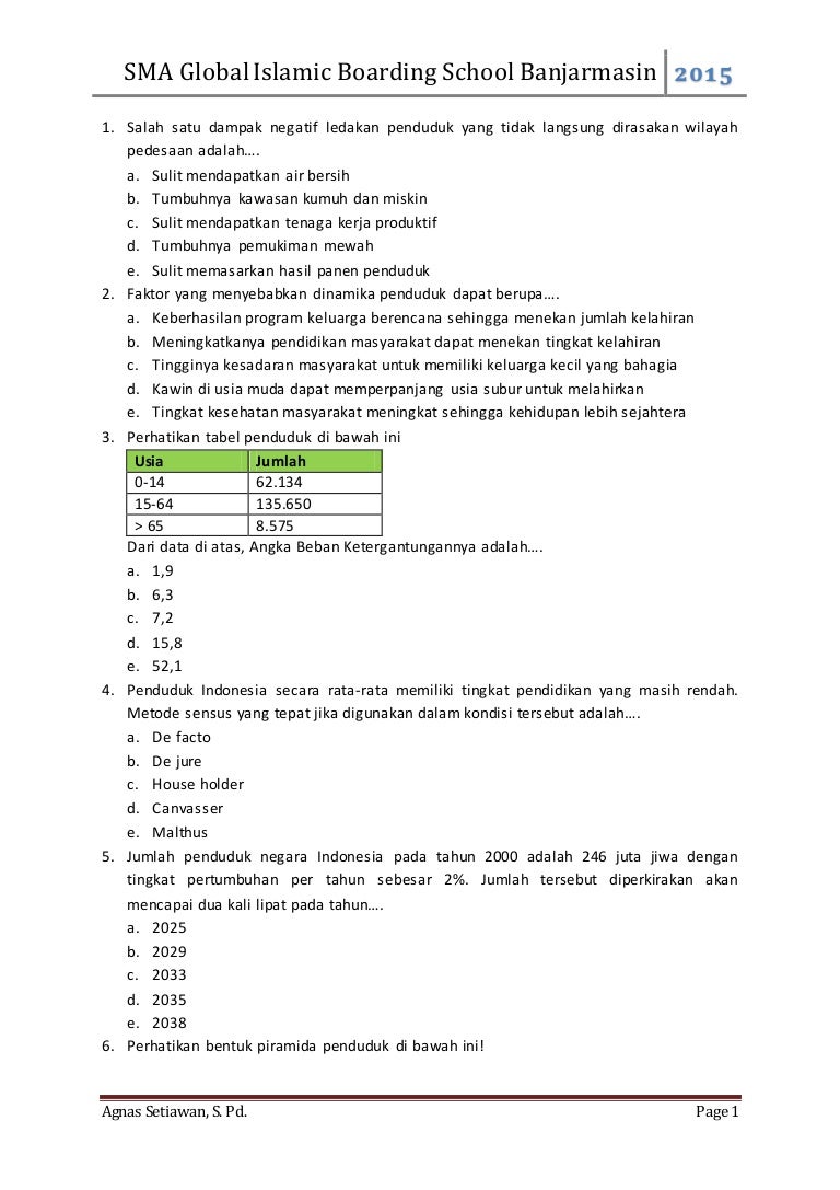 Contoh Soal Dinamika Penduduk Dan Jawabannya - KibrisPDR