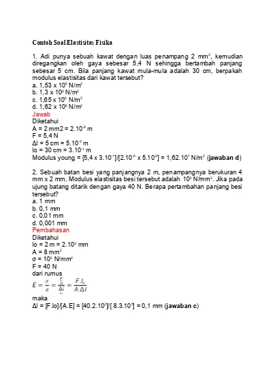 Detail Contoh Soal Elastisitas Fisika Dan Jawabannya Nomer 40