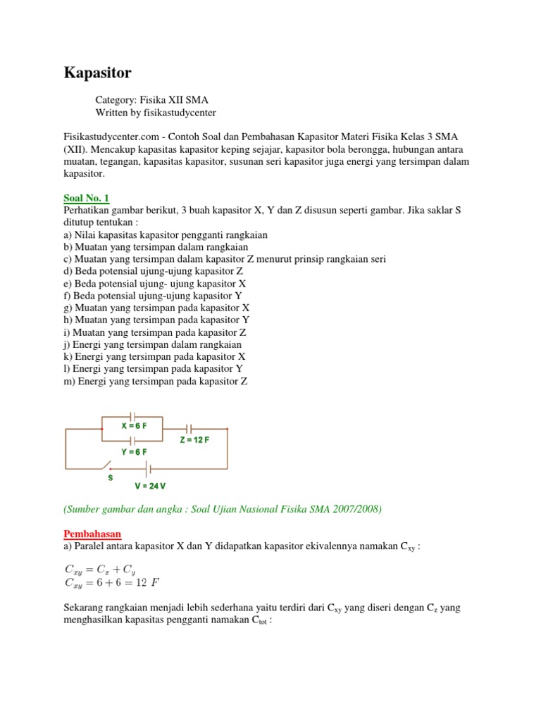 Detail Contoh Soal Energi Kapasitor Nomer 33