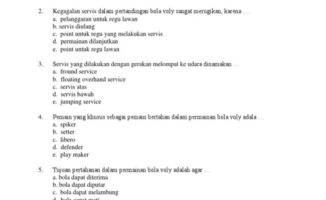 Detail Contoh Soal Essay Beserta Jawaban Tentang Bola Voli Nomer 35