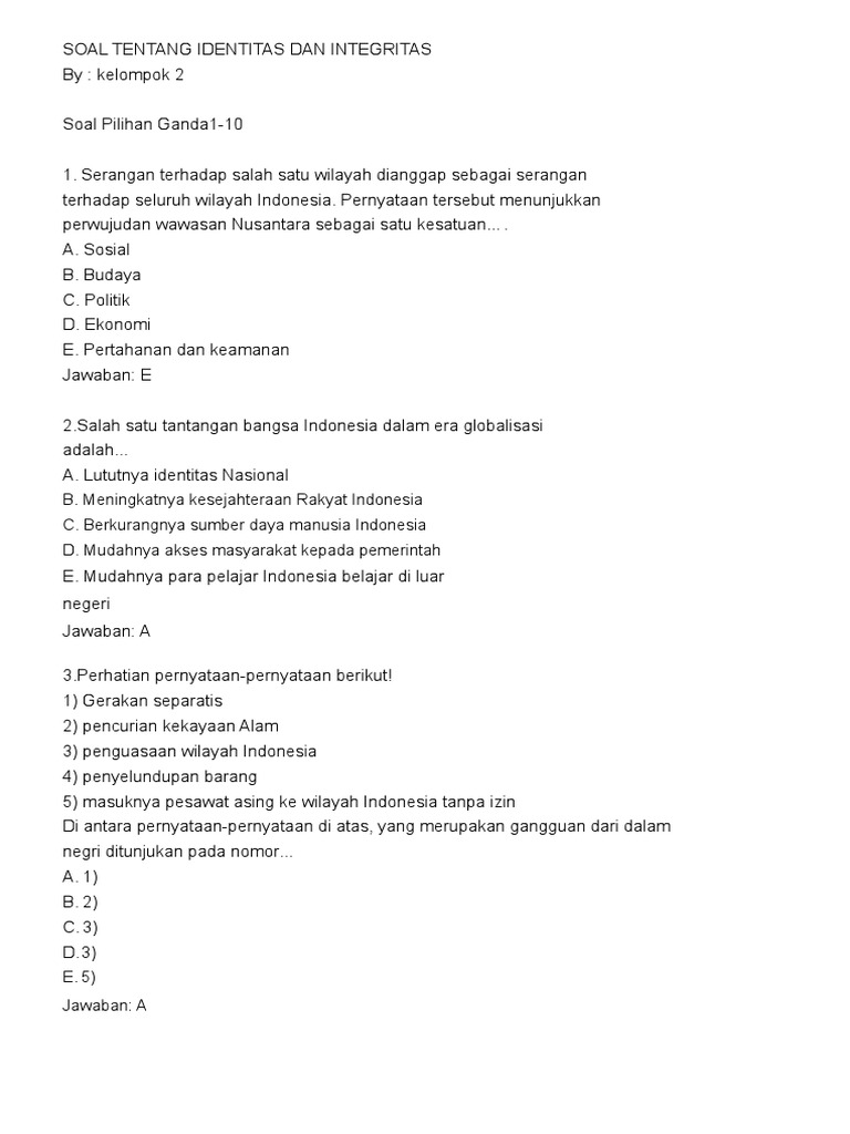 Detail Contoh Soal Essay Identitas Nasional Nomer 12