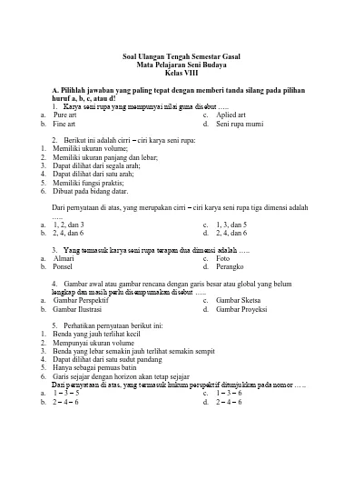 Detail Contoh Soal Essay Seni Rupa 3 Dimensi Dan Jawabannya Nomer 14