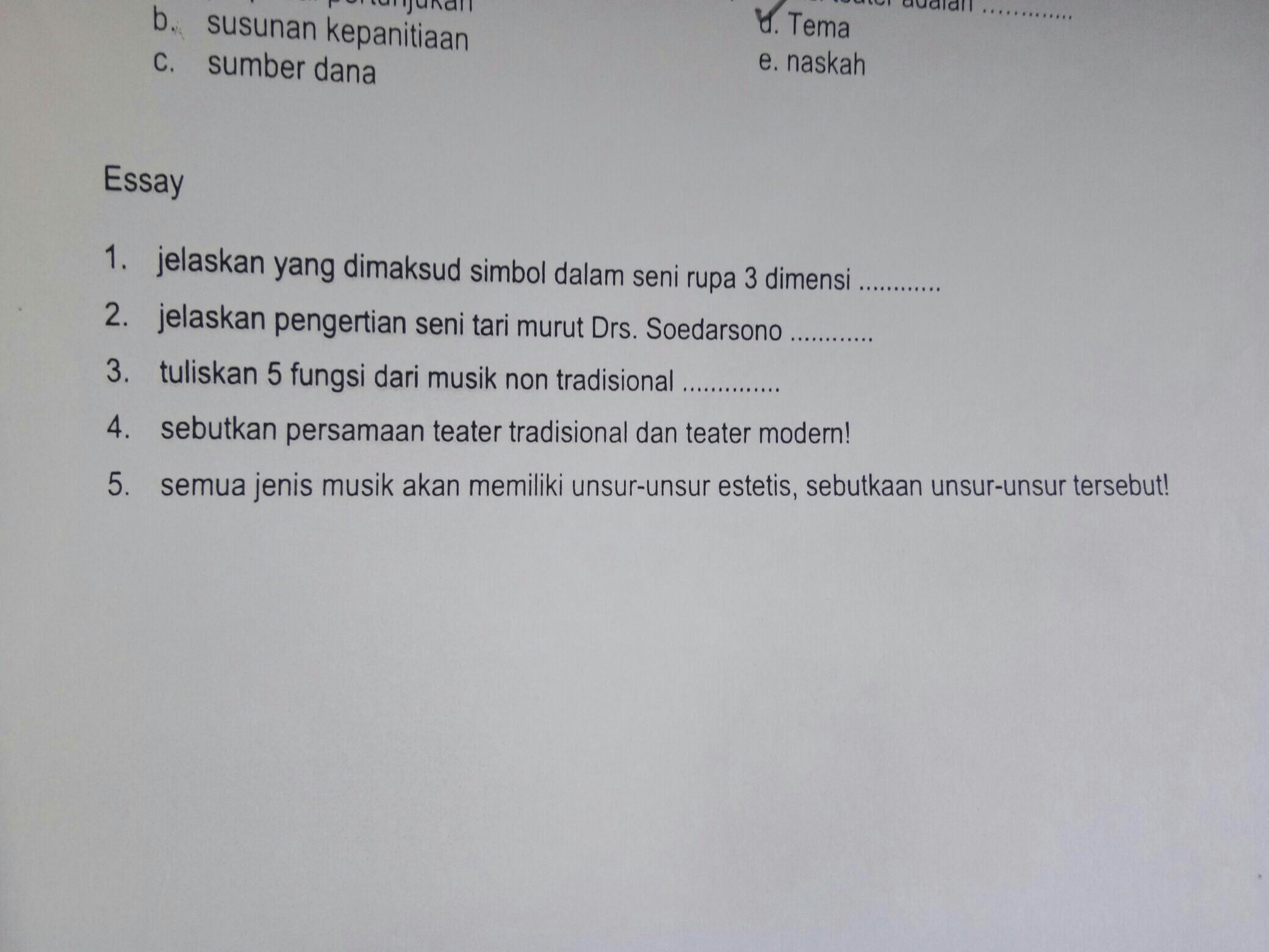 Detail Contoh Soal Essay Seni Rupa 3 Dimensi Dan Jawabannya Nomer 24