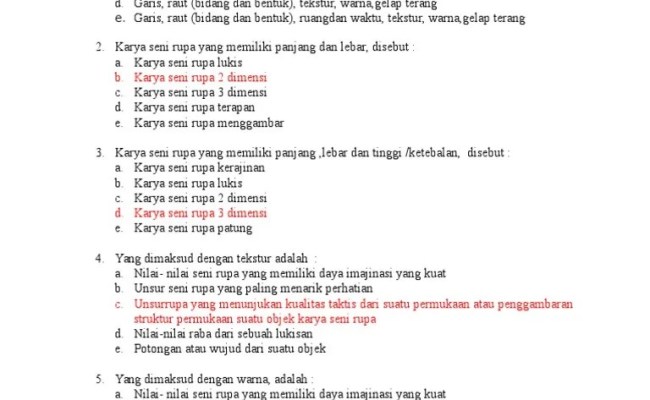 Detail Contoh Soal Essay Seni Rupa 3 Dimensi Dan Jawabannya Nomer 5