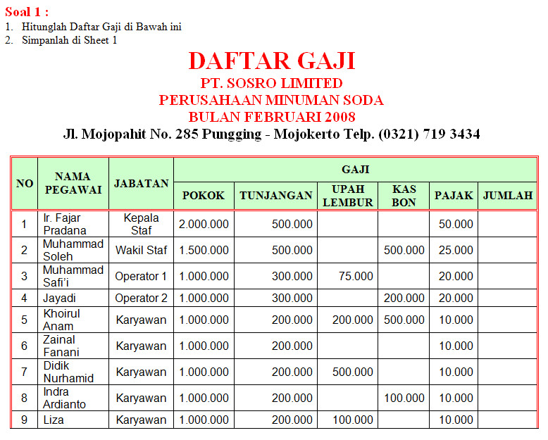 Detail Contoh Soal Excel Nomer 30