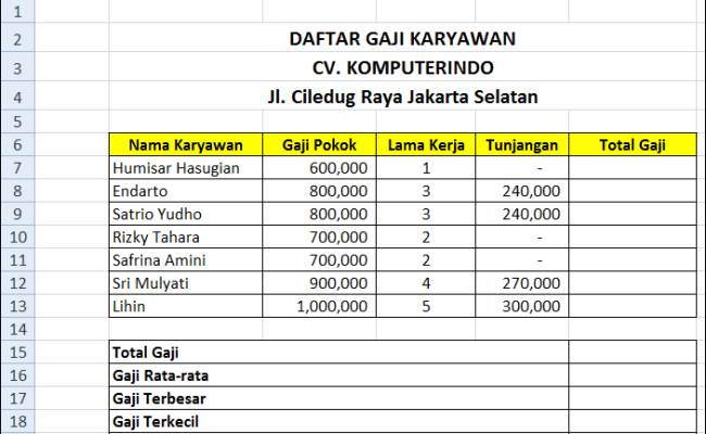 Detail Contoh Soal Excel Dan Jawabannya Nomer 17