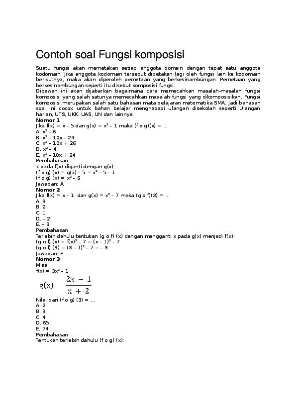 Detail Contoh Soal Fungsi Komposisi Dan Invers Nomer 41