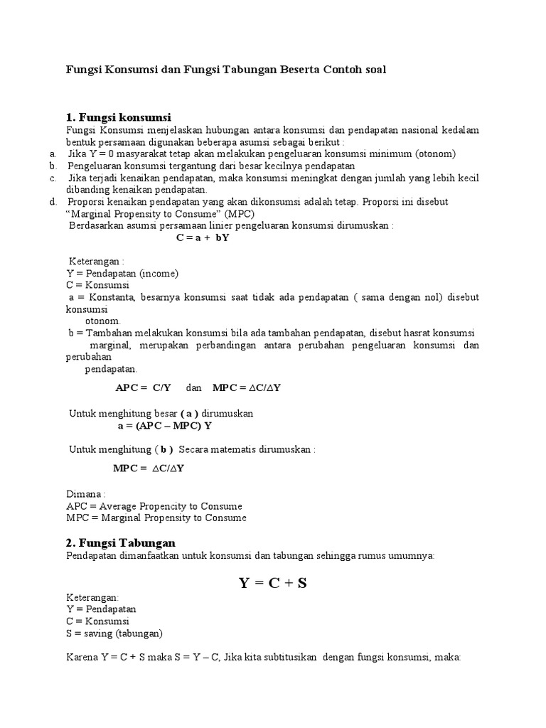 Detail Contoh Soal Fungsi Konsumsi Nomer 13