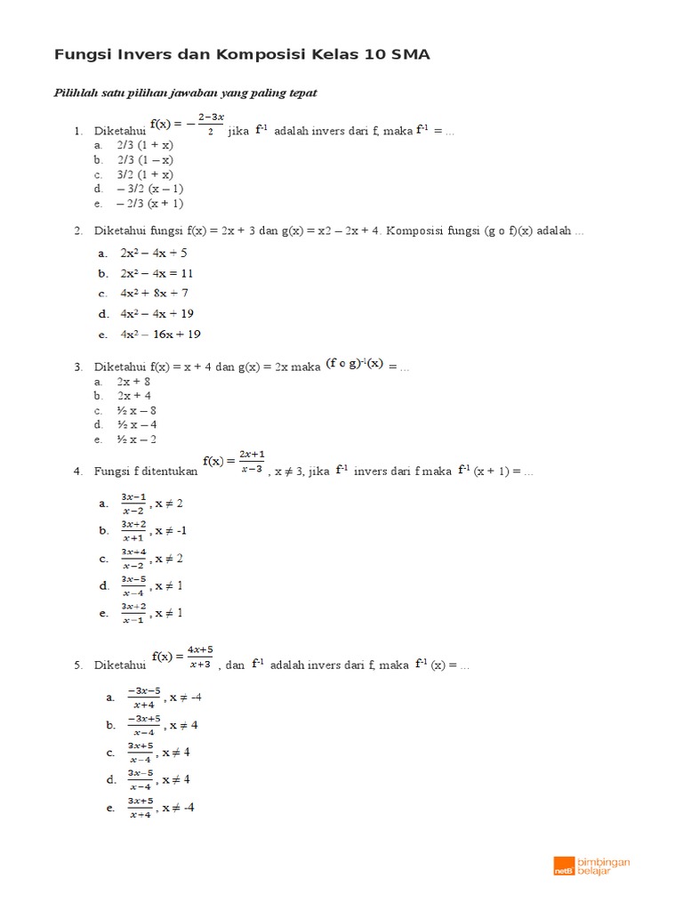 Detail Contoh Soal Fungsi Sma Nomer 4