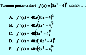 Detail Contoh Soal Fungsi Turunan Nomer 5