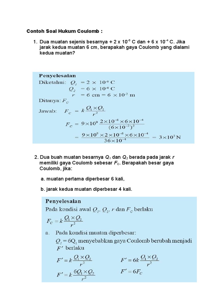 Detail Contoh Soal Gaya Coulomb Nomer 4