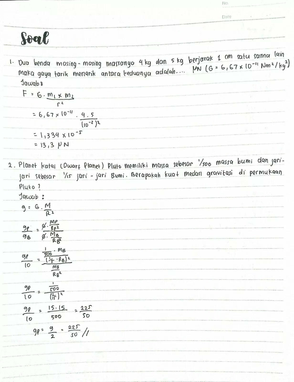 Detail Contoh Soal Gaya Gravitasi Newton Nomer 29