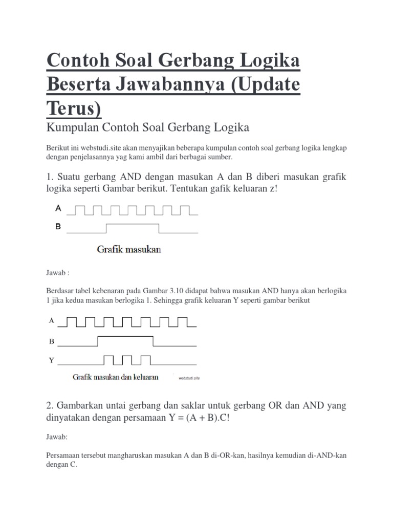 Detail Contoh Soal Gerbang Logika Dan Jawabannya Nomer 20