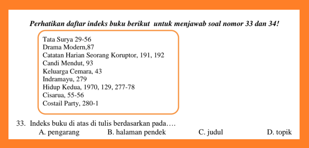 Detail Contoh Soal Indeks Buku Beserta Jawabannya Nomer 13