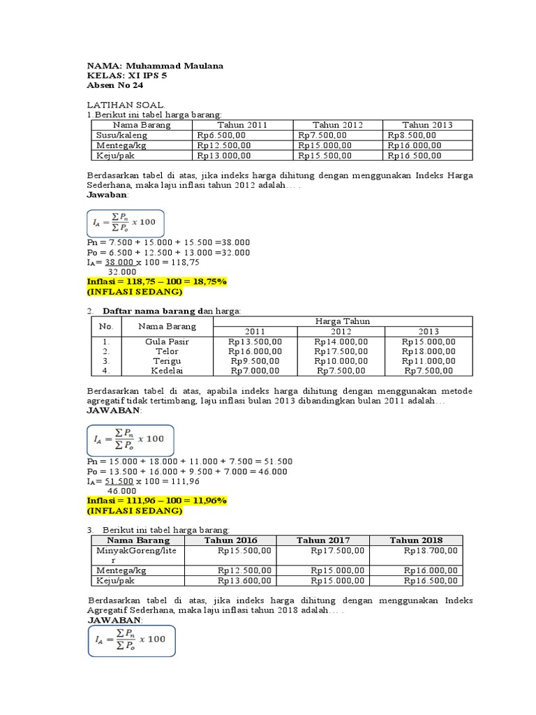 Detail Contoh Soal Indeks Harga Nomer 43