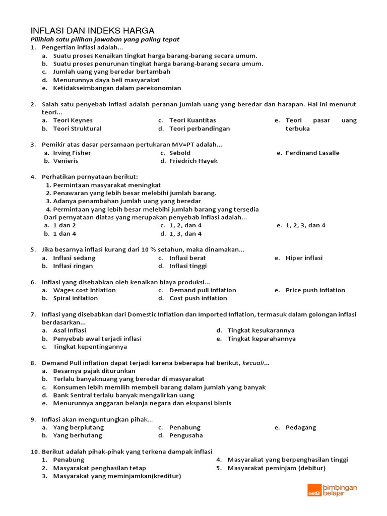 Detail Contoh Soal Indeks Harga Dan Inflasi Nomer 9
