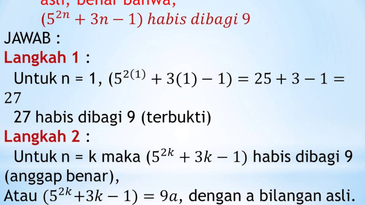 Detail Contoh Soal Induksi Matematika Kelas 11 Beserta Jawabannya Nomer 45